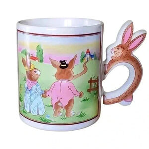 Vintage Bunny Mug | 1980s Japan | Cute Rabbit Handle Coffee Cocoa Cup